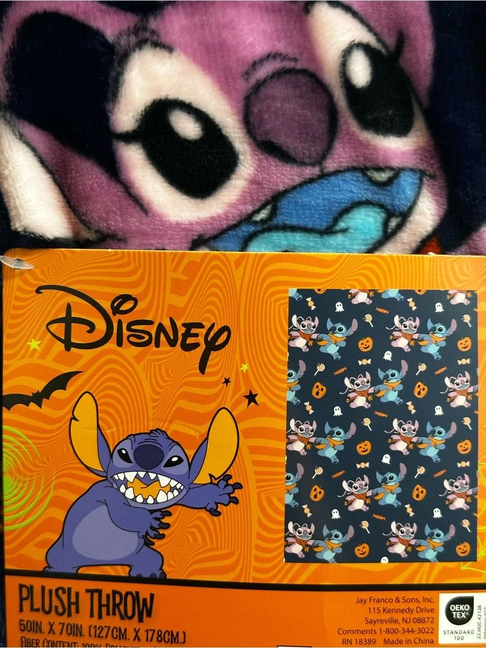 Disney Stitch Halloween Plush Throw - Purple, Blue & Orange
